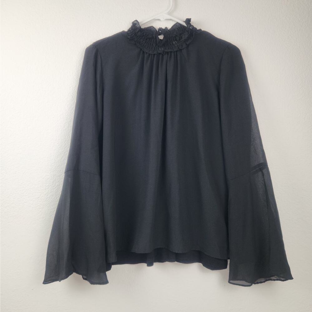 Twinset Black Blouse Long Sleeve Girls Size 16 Youth Ruffle Color